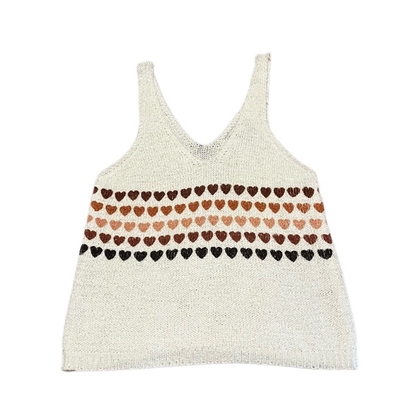 Sincerely Jules - Neutral Heart Cream Colored Knit Tank Top - Picture 2 of 8